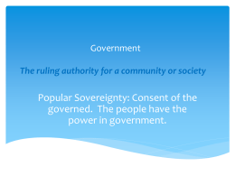 Government The ruling authority for a community or
