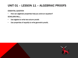 Lesson 11 - Algebraic Proofs