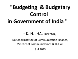 Budget Presentation at PSCI on 8.4.2013