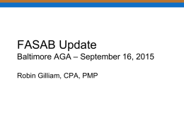 SEPTEMBER 16, 2015 FASAB Update