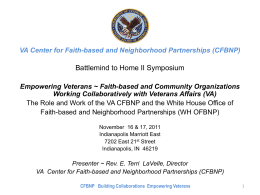VA Center for Faith-based and Neighborhood Partnerships (CFBNP)