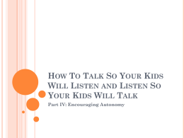 How To Talk part IV - Center for Children and Families