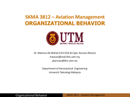 SKMA 3812 * Aviation Management ORGANIZATIONAL BEHAVIOR