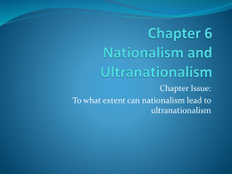 Chapter 6 Nationalism and Ultranationalism