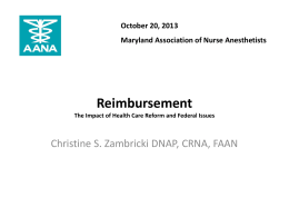 Affordable Care Act and CRNAs - Maryland Association of Nurse