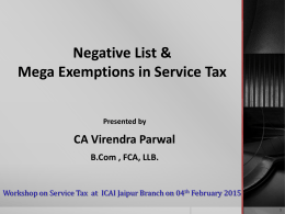 Amendments in Service Tax - ICAI:The Institute of Chartered