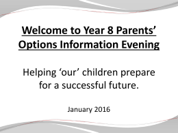 Y8 options Evening Jan 2016 FOR PARENTS