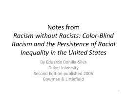 Notes from Racism without Racists: Color-Blind