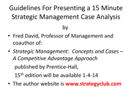 Guidelines For Presenting a 15 Minute Strategic Management Case