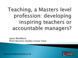 Teaching, a Masters level profession: developing inspiring teachers