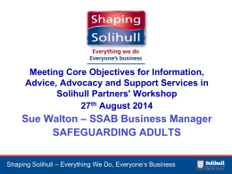 Safeguarding Adults - Solihull Community Enterprise for Success