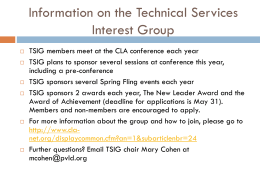 Information on the Technical Services Interest Group, Music Library