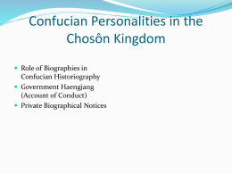 Confucian Personalities in the Chosôn Kingdom