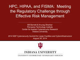 HPC, HIPAA, and FISMA