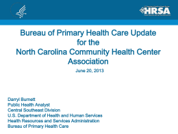 NC PCA Presentation - North Carolina Community Health Center