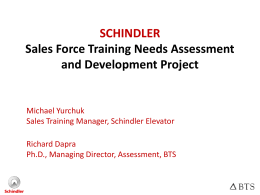 SCHINDLER Sales Force Training Needs Assessment