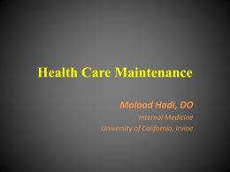 Health Care Maintenance