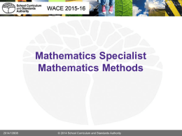 Mathematics Specialist and Methods - WACE