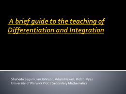 A brief guide to the teaching of Differentiation and Integration