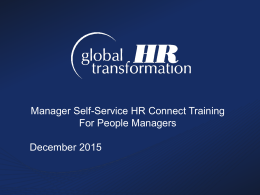 HR Connect Manager Self Service Level 1