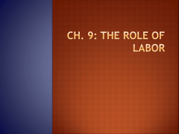 Ch. 9: The Role of Labor