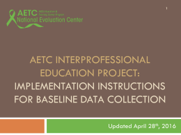 Implementation Instructions for IPE Baseline Data Collection