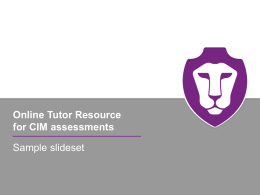 CIM Unit 2 IntroCert Tutor Resource