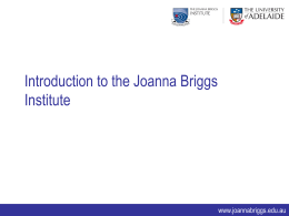 Introduction to JBI - Joanna Briggs Institute