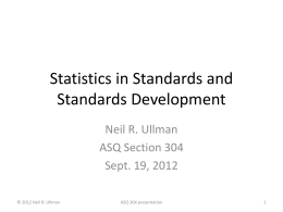 Statistics in Standards Development and Use