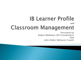 IB Learner Profile and Classroom Management