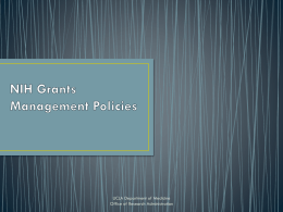 NIH Grants Management Policies 8.16.16