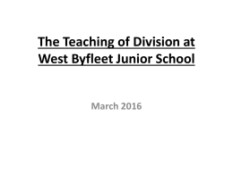 The teaching of division at WBJS-A parents` guide.