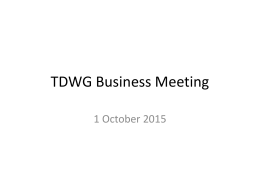 TDWG Business Meeting