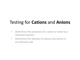 Testing for Cations and Anions