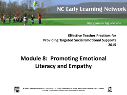 What is Emotional Literacy? - NC Early Learning Network Training