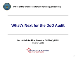 Audit Readiness in DoD - Association of Government Accountants