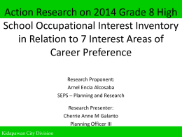 Action Research On 2014 Grade 8 High School