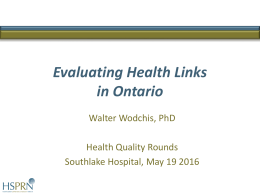 Value of Health Links - Health Quality Ontario