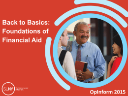 Back to Basics - Foundations of Financial Aid