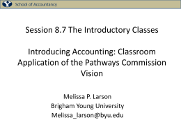 Session 8.7 Introducing Accounting. Classroom application of the