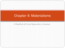 Chapter 4: Materialisms