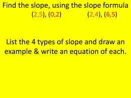 Find the slope, using the slope formula