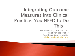 Application of Outcome Scales - Far West Athletic Trainers Association