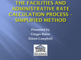 The Facilities and Administrative Rate Calculation Process