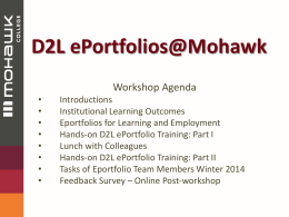 D2L ePortfolios@Mohawk - Mohawk College Academic Plan Projects