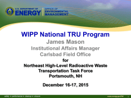 WIPP National TRU Program, James Mason, Carlsbad - CSG-ERC