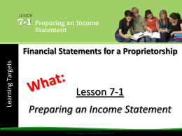 Lesson 07 Financial Statements for a Proprietorship