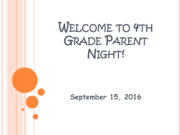 Welcome to Third Grade Parent Night! - Anoka