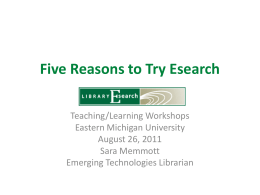 Learning more about Esearch - Eastern Michigan University