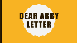 Dear Abby Letter - Mrs. Dietrich